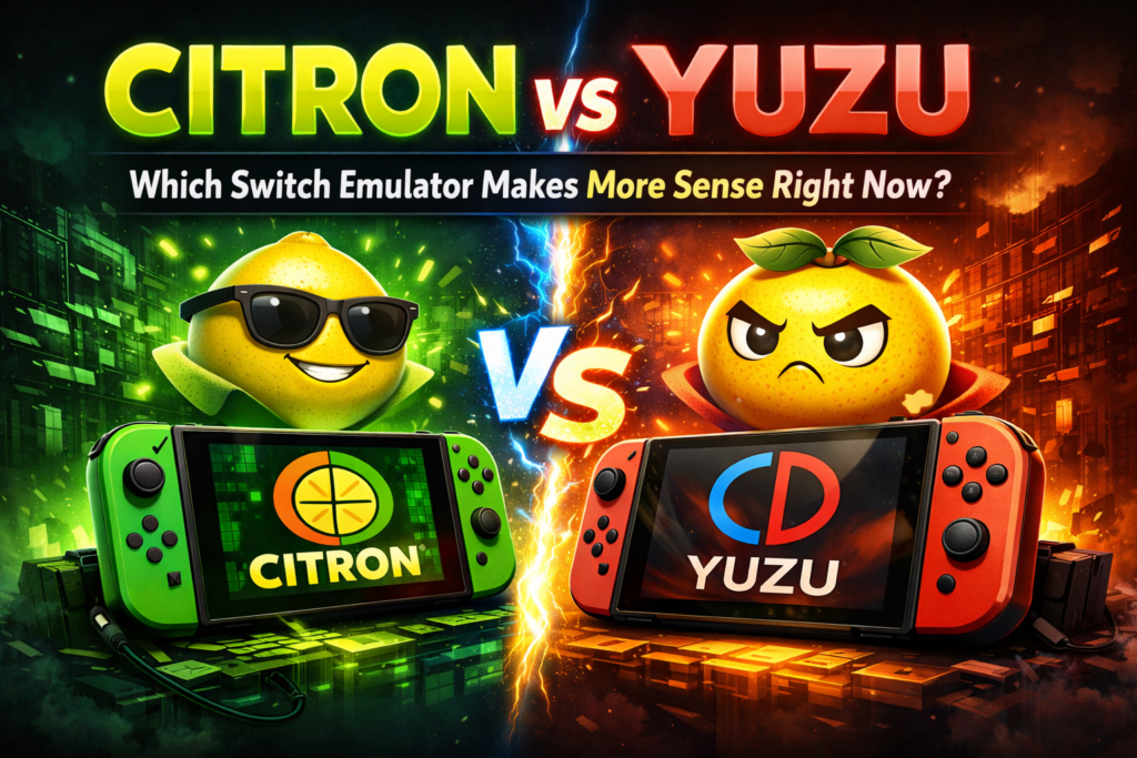 Citron vs Yuzu – Which Nintendo Switch Emulator Makes More Sense Right Now Citron vs Yuzu Nintendo Switch emulator comparison showing both emulator logos and consoles side by side